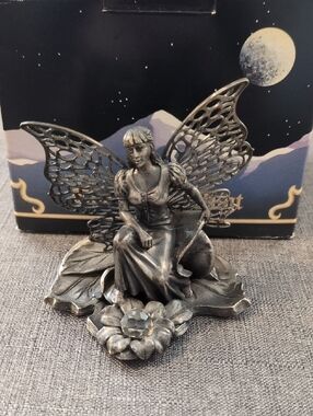 Myth And Magic Pewter Fairy on Flower Figurine
